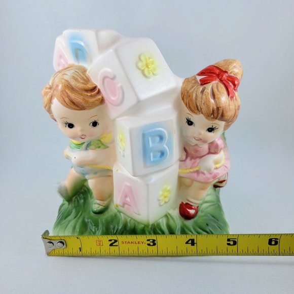 Planter Vintage Relpo Baby Blocks Children Japan #6575 Nursery Flowers Vase - Picture 11 of 11